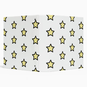 Cute Yellow Star Black Outline Pattern Binder