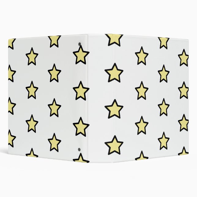 Cute Yellow Star Black Outline Pattern Binder (Background)