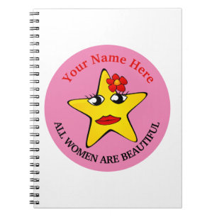 Cute yellow star Girl Power women are beautiful Notebook