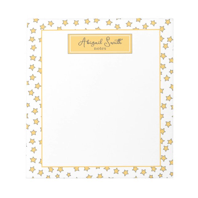 Cute Yellow Stars Pattern Kids Notepad (Front)