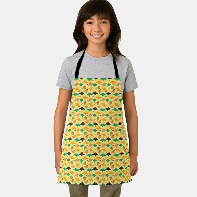 Cute yellow sting ray and manta ray fish pattern apron (Insitu)