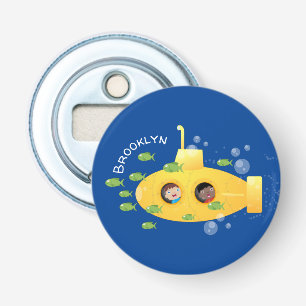 Cute yellow submarine fish cartoon illustration bottle opener