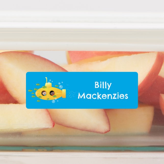 Cute yellow submarine fish cartoon personalized (Affixed)