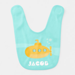Cute Yellow Submarine, Underwater, For Babies Bib