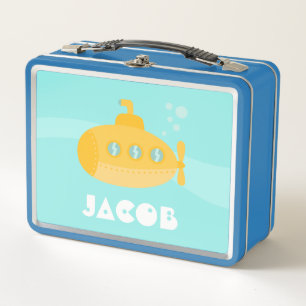 Cute Yellow Submarine Underwater Kids Personalized Metal Lunch Box