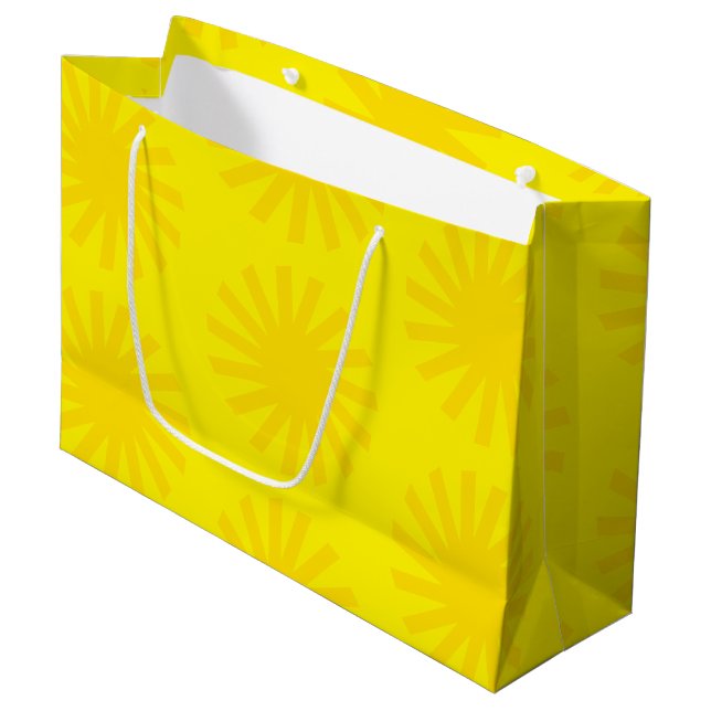 Cute yellow sun pattern modern happy fun bright large gift bag (Front Angled)