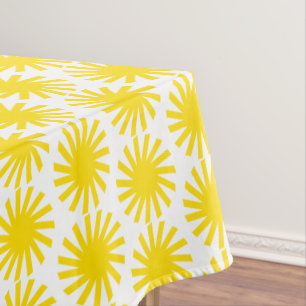 Cute yellow sun pattern modern happy fun cheerful tablecloth