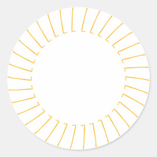 Cute yellow sun rays border frame blank  classic round sticker