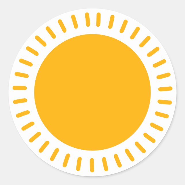 Cute yellow sun rays sunny happy fun blank modern classic round sticker (Front)