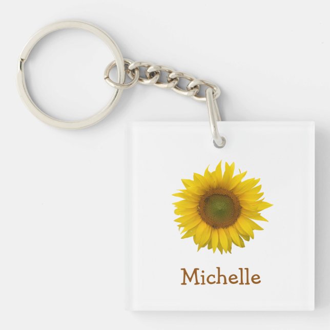 Cute Yellow Sunflower Bloom Keychain (Front)