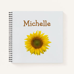 Cute Yellow Sunflower Floral Personalized Notebook