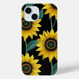 Cute Yellow Sunflower Pattern iPhone 15 Case