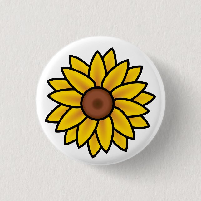 Cute Yellow Sunflower Summer 1 Inch Round Button (Front)