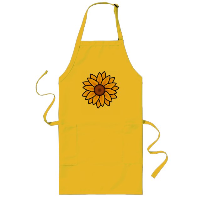 Cute Yellow Sunflower Summer  Long Apron (Front)
