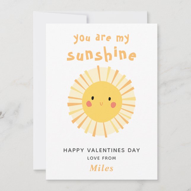 Cute yellow sunshine illustration valentines day (Front)