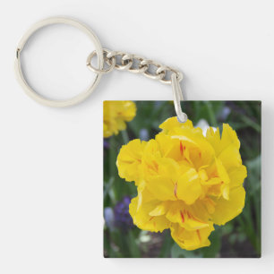 Cute yellow tulips in the garden keychain