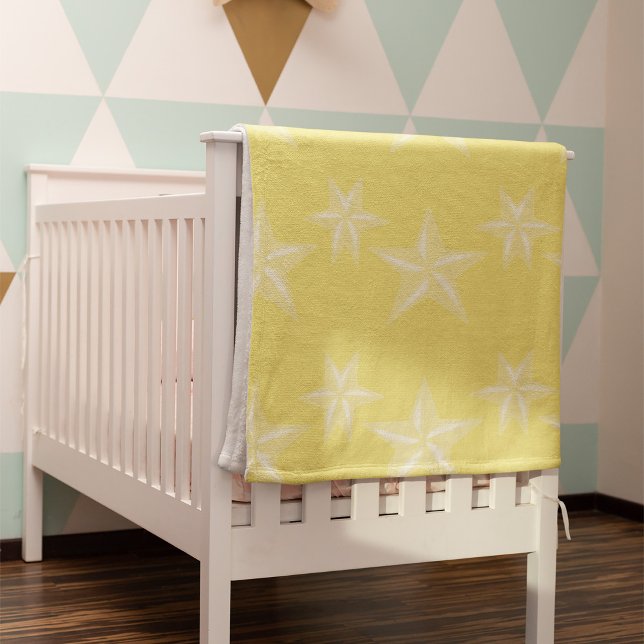 Cute yellow white starfish pattern fleece blanket (Creator Uploaded)