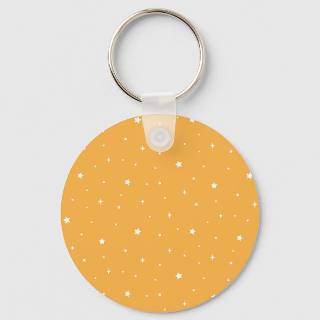 Cute Yellow White Starry Night Celestial Stars Keychain (Front)