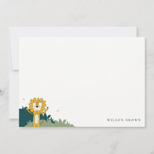 Cute Yellow Wild Jungle Animal Lion Kids Birthday Card