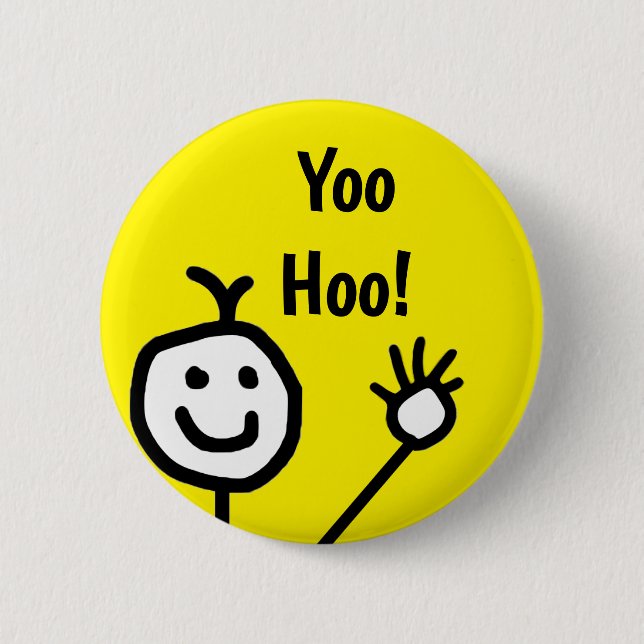 Cute Yellow Yoo Hoo Hello Smiling Face Cartoon 2 Inch Round Button (Front)