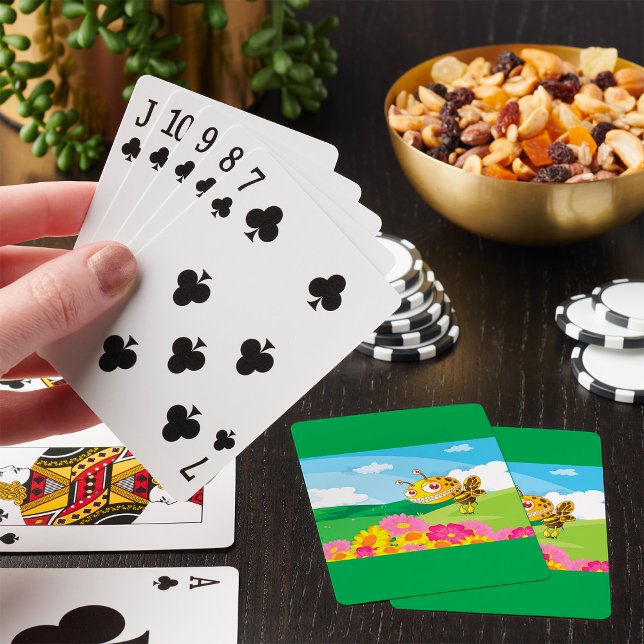  Cute Yet Creepy Monster Bee in a Flower Field  Playing Cards (Creator Uploaded)