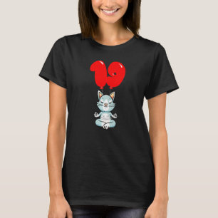 Cute Yoga Cat  19th Birthday  Kids Balloon Party T-Shirt