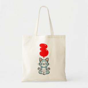 Cute Yoga Cat 3Rd Birthday Kids Balloon Party.png Tote Bag