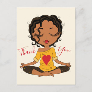 Cute Yoga fille Merci noir Brown cheveux carte pos