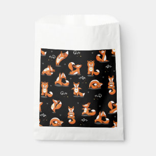 cute yoga foxes funny black favour bag