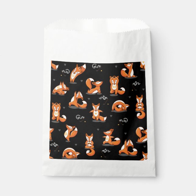 cute yoga foxes funny black favour bag (Front)