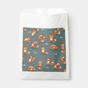 cute yoga foxes funny green favour bag