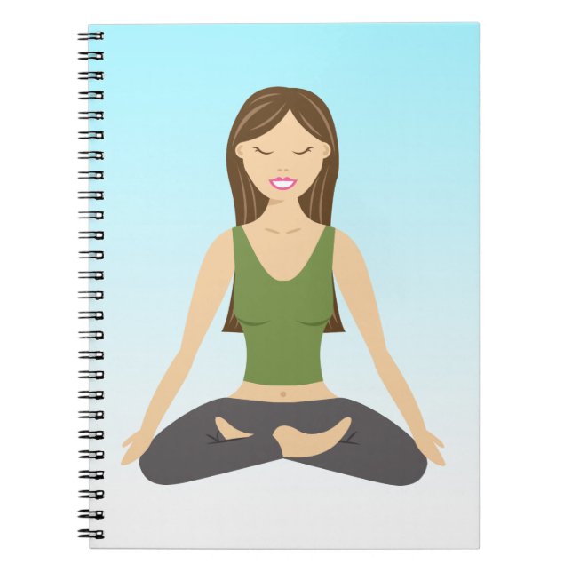 Cute Yoga Girl Sitting In Lotus Pose Illustration Notebook (Front)