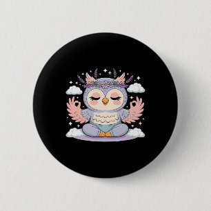 Cute Yoga Owl Lotus Pose Mandala Design For Mindfu 2 Inch Round Button
