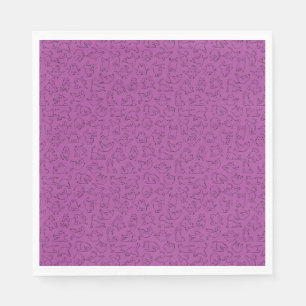cute yoga pet cat pattern purple background napkin