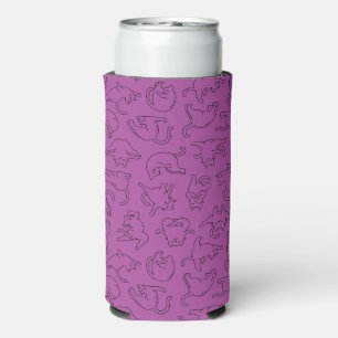 cute yoga pet cat pattern purple background seltzer can cooler