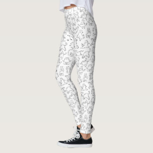 cute yoga pet cat pattern white background leggings