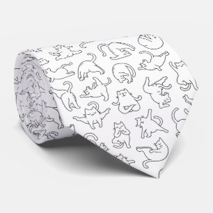 cute yoga pet cat pattern white background tie
