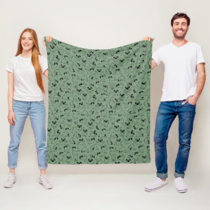 cute yoga pet dog pattern green background fleece blanket