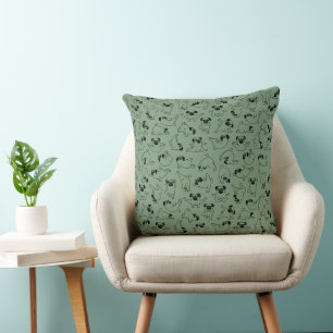 cute yoga pet dog pattern green background throw pillow