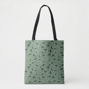 cute yoga pet dog pattern green background tote bag