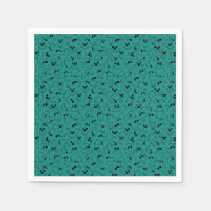 cute yoga pet dog pattern turquoise background napkin