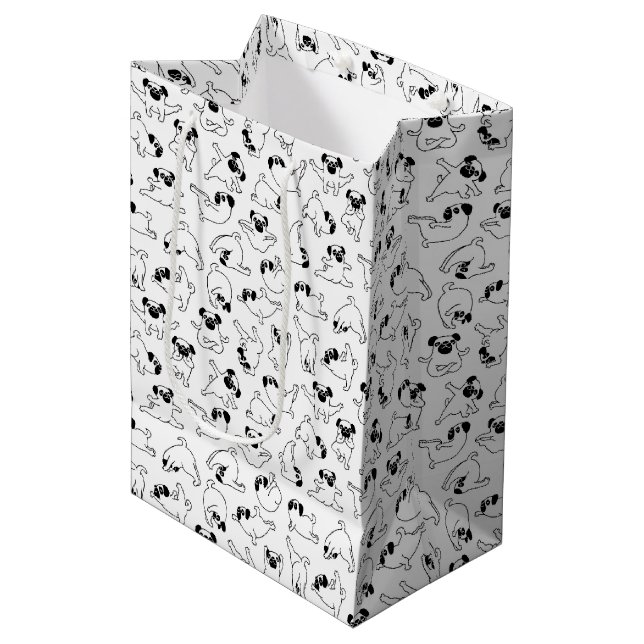 cute yoga pet dog pattern white background medium gift bag (Front Angled)
