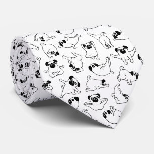cute yoga pet dog pattern white background tie