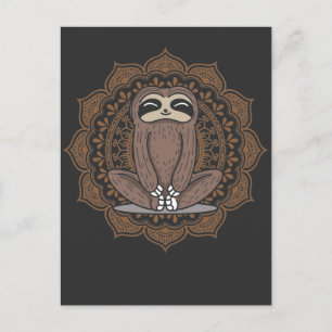 Cute Yoga Sloth Buddhism meditation exercise Postcard