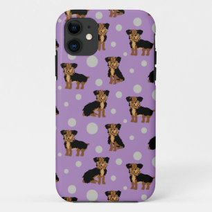 Cute Yorkhire Terrier Yorkie Dog Pattern on Purple iPhone 11 Case