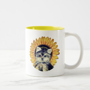Cute Yorkie Chien Mug à café à deux tons