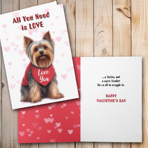 Cute Yorkie Dog All You Need Valentine Holiday Card