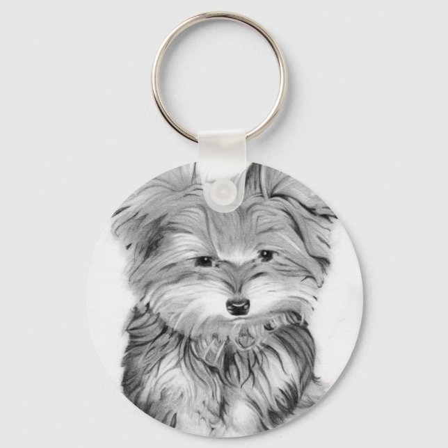 Cute Yorkie Dog Keychain (Front)