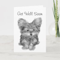 Cute Yorkie Dog Thank you and Get Well Greeting ca