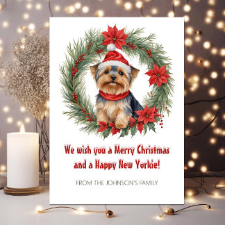 Cute Yorkie Funny Dog Pun Christmas Holiday Card
